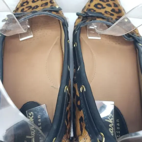 Clarks Dunbar Womens 9 Cruiser Pony Hair Slip-on Moccasin Loafers Leopard Print - Picture 8 of 16